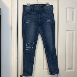 American Eagle Outfitters Women's Ripped Blue Jeggings